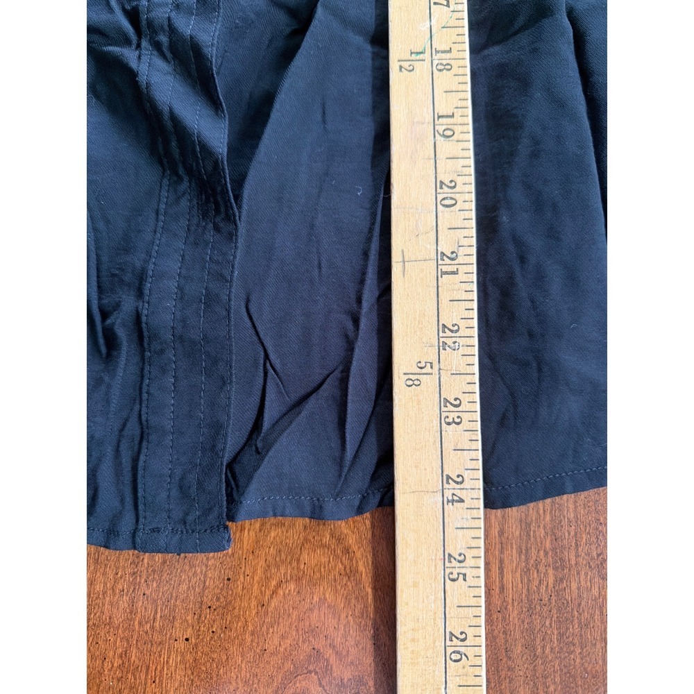Banana Republic Womens Black Band Collar Button Down Blouse Shirred Yoke Large - Picture 6 of 6